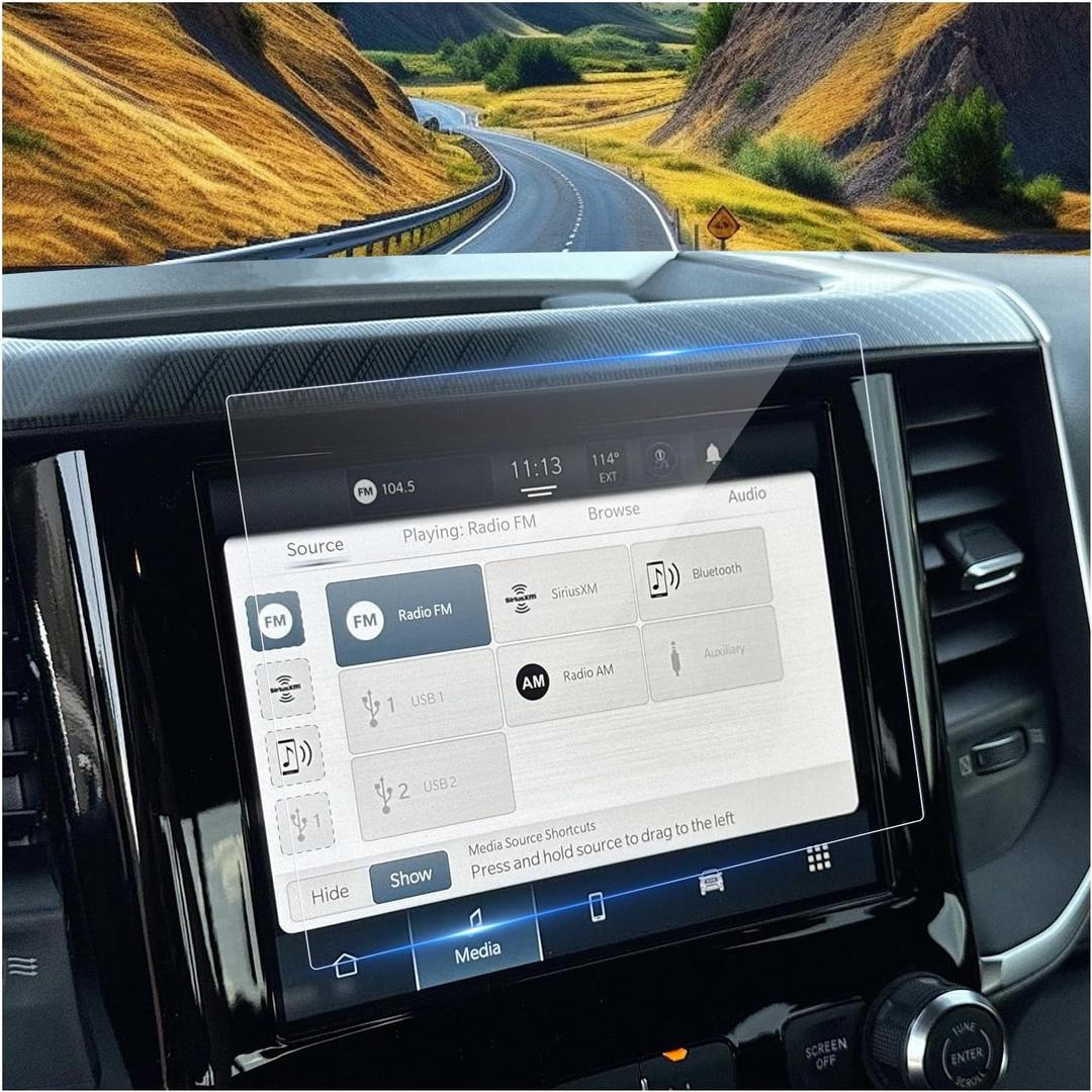 for Ram Screen Protector 8.4 Inch for 2013-2026 Dodge Ram 1500 2500 3500 Uconnect 5 Nav Pickup Truck 8.4-In Display for 2024 Ram 1500 Accessories 9H Tempered Glass Protective Film (Ram 8.4-In HD)