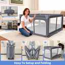 Foldable Baby Playpen - 50"x50" Safety Play Yard for Babies & Toddlers - Indoor & Outdoor Use with Carry Bag - Collapsible, Portable Play Yard, Dark Gray