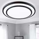 DLLT 48W Dimmable LED Ceiling Light Fixture Flush Surface Mount, 20 Inch Round Remote Control Lighting, 3 Light Color Changeable for Dining Room, Living Room, Bedroom, Office, Hotel (Black)
