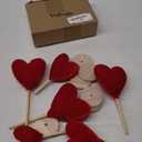 Wenqik 7 Pcs Valentines Day Decorations Velvet Flocked Heart Table Decor Heart Shape Tabletop Centerpiece Tall Standing Wooden Sign Valentines Day Decor for Home Office Shelf Mantel(Red)