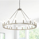 16-Light Wagon Wheel Chandelier, 43 Inch Farmhouse Chandelier for Entryway, Industrial Foyer Lighting Fixtures, Large Foyer Chandeliers for High Ceilings, Chandelier for Living Room, Dinning Room (43"/ 16-Light, Frosted Silver)
