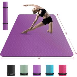 HAPBEAR Extra Large Yoga Mat 72"x48"x6mm (1/4 inch), Non-Slip, Durable,Thick Wide Exercise Mat for Home Workouts, Yoga, Pilates, Stretching Floor & Fitness Workouts