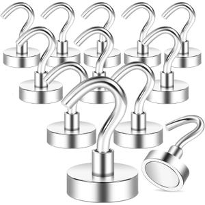2 x TOP MAGNETS Magnetic Hooks, 2025 Cruise Cabins Ship Essentials 50Lbs Strong Heavy Duty Magnets 12Pcs Magnet Hook for Classroom Home Refrigerator Door Fridge Camping Hanging (Silver)
