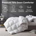 L LOVSOUL Organic 75% Down Fiber Comforter King Size,850+FP,1200TC,Extra Fluffy,Hotel Style,Luxury Ultra Soft All Season White Duvet Insert with 8 Corner Tabs