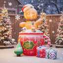 6FT Christmas Inflatables, Gingerbread Inflatables Outdoor Decorations, Cute Christmas Blow Up Decorations For Indoor Garden Lawn Party Decor