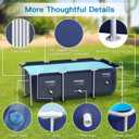 Metal Pro 8'3" X 5' X 26" Rectangle Pool Durable Steel Frame Above Ground Pool for Outdoor Backyard Swimming Pool Suitable Friends Family Adults Kids