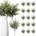 Lyrow 15 Pcs Artificial Pine Leaves Branches with Berries Artificial Juniper Cedar Spray Greenery Pine Twigs Stems Pick for Craft DIY Christmas Garland Wreath and Winter Indoor Outdoor Decorations