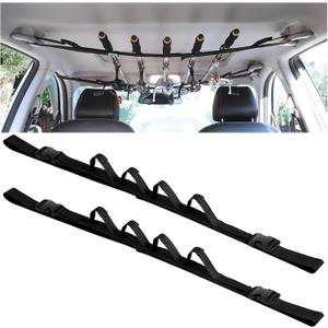 Heavy Duty Fishing Pole Storage Straps, Fishing Pole Holder Roof Rack Inside, Vehicle Fishing Rod Holder for Truck Car, SUV, Adjustable 43-61 Inch, 5 Rod Capacity