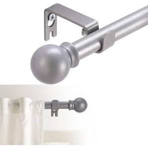 Curtain Rods for windows 32-48 inch, 5/8 inch Decorative Silver Splicing Heavy Duty Metal Curtain Rod set with Brackets