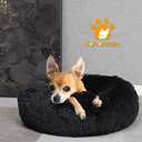 nononfish Puppy Beds for Small Dogs Washable 19" Black Calming and Anxiety Pet Beds Fluffy and Plush Durable Small Dog Bed