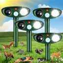 4 Pack 2025 Solar Ultrasonic Repellent Outdoor Cat Squirrel Rabbit Deer Repellent Devices Skunk Repellent for Yard with Motion Detection Animal Deterrent Light for Racoon Rodent Dog Mole