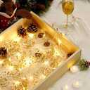 Mudder 13 ft 40 LED Christmas Light Pearl Berry Beaded Garland String Light for Indoor Outdoor Festive Birthday Party Wedding DIY Home Mantel Decoration 2 Flicker Modes(Gold)