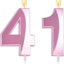 Large 2.76 inch Number Candles 41 Birthday Decorations for WomenPink 41 Candle for 41st Birthday Decorations for Her, Rose Gold 41st Cake Topper for 41 Year Old Party Decoration, Decor Supplies