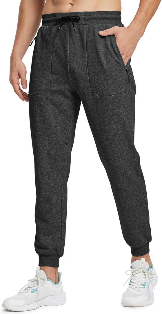Rdruko Men's Fleece Joggers Pants Winter Warm Sweatpants with Zipper Pockets Athletic Running Gym Workout (Black, M)