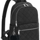 TANTOMI Mini Backpack Purse for Women Lightweight Small Backpack Purse Travel bookbag with Pom (Black)