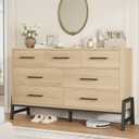 GarveeHome 7 Dresser for Bedroom, Freestanding 52 in Wide Drawer Dresser with Storage, Wooden Closet Storage Chest for Living Room, Bedroom, Entryway, Natural Oak