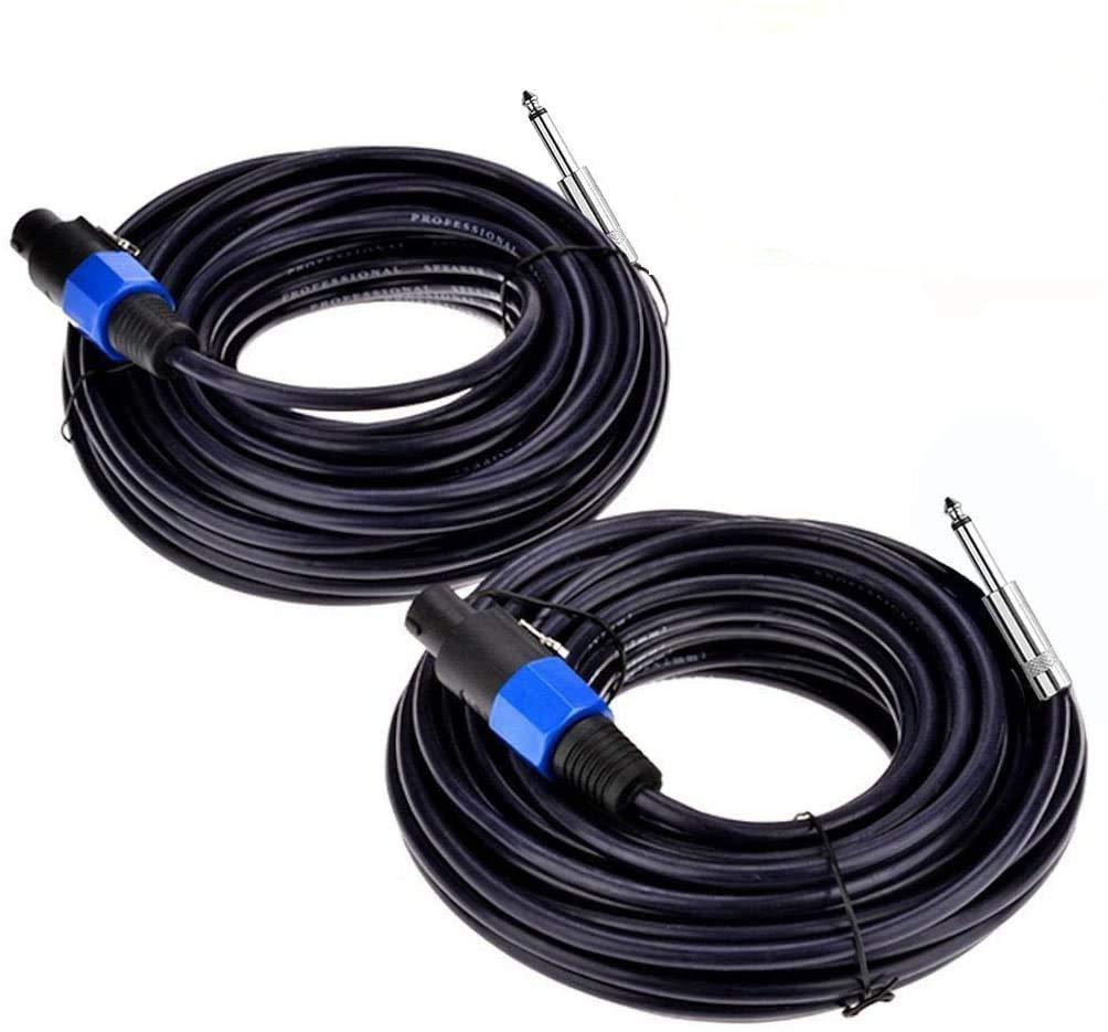 2Pack 6 ft Speakon to 1/4" Male Speaker Cables, Professional 12 Gauge AWG Wire Audio Amplifier Connection Cord, DJ/PA Speaker Cable Wire with Twist Lock.