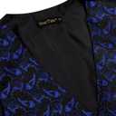 Mens Suit Vest 4PC Silk Paisley Vest with Necktie Pocket Square Cufflinks Formal Woven Waistcoat for Suit Tuxedo (Blue Black Floral)