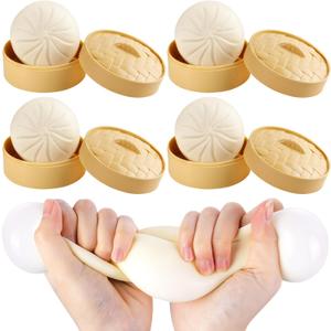 4Pack Dumpling Fidget Toy, Dumpling Stress Ball, Steamed Stuffed Bun, Squishies Stress Relief Decompression Toy for Halloween Project, Tricking People, Kid Playing