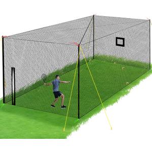 Upgraded Baseball Batting Cage Net and Metal Frame, 22x12x8FT Baseball & Softball Cage Nets with Steel Poles Frame, Portable Enclosed Batting Hitting Cages for Backyard Training Outdoor