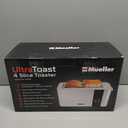 Mueller UltraToast Stainless Steel Toaster 4 Slice  Extra-Wide 1.6" Slots for Artisan Bread, Bagels & Frozen Waffles, 6 Browning Levels, LED Display, Cancel/Defrost/Reheat, Removable Crumb Tray