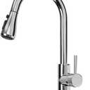 Kitchen Faucet with Pull Down Sprayer, High Arc Single Handle 1 Hole 3 Hole Kitchen Sink Faucet with Deck, SUS 304 Stainless Steel, Polished Chrome