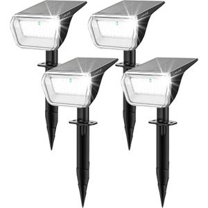 Linkind Solar Spot Lights Outdoor, 60 LEDs Solar Lights Outdoor Waterproof IP67 with 30% Conversion Rate, Ideal for Landscape, Garden, Yard, Pathway (4 Pack, Cool White)