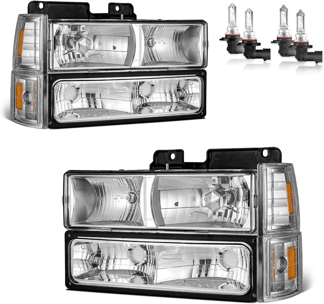 Headlights with High/Low Beam Bulbs for 94-98 GMC C/K 1500 2500