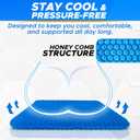 EcoNour Gel Seat Cushion for Long Sitting  Blue | Double-Layer Honeycomb Gel Cushion for Office Chair, Car & Wheelchair | Pain Relief for Tailbone, Sciatica & Back Support