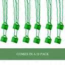 4E's Novelty St Patricks Day Shot Glasses Bead Necklaces, Pack of 12  Green Irish Gifts Party Favors Supplies, St Patricks Day Accessories for Adults (Transparent Green With Shamrock)