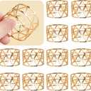 12PCS  Gold Napkin Rings Set of 12, Holiday Napkin Holders for Dining, Anniversary, Birthday, Romantic Candlelight Dinner, Holiday, Party of Table Setting, Wedding Table Decoration