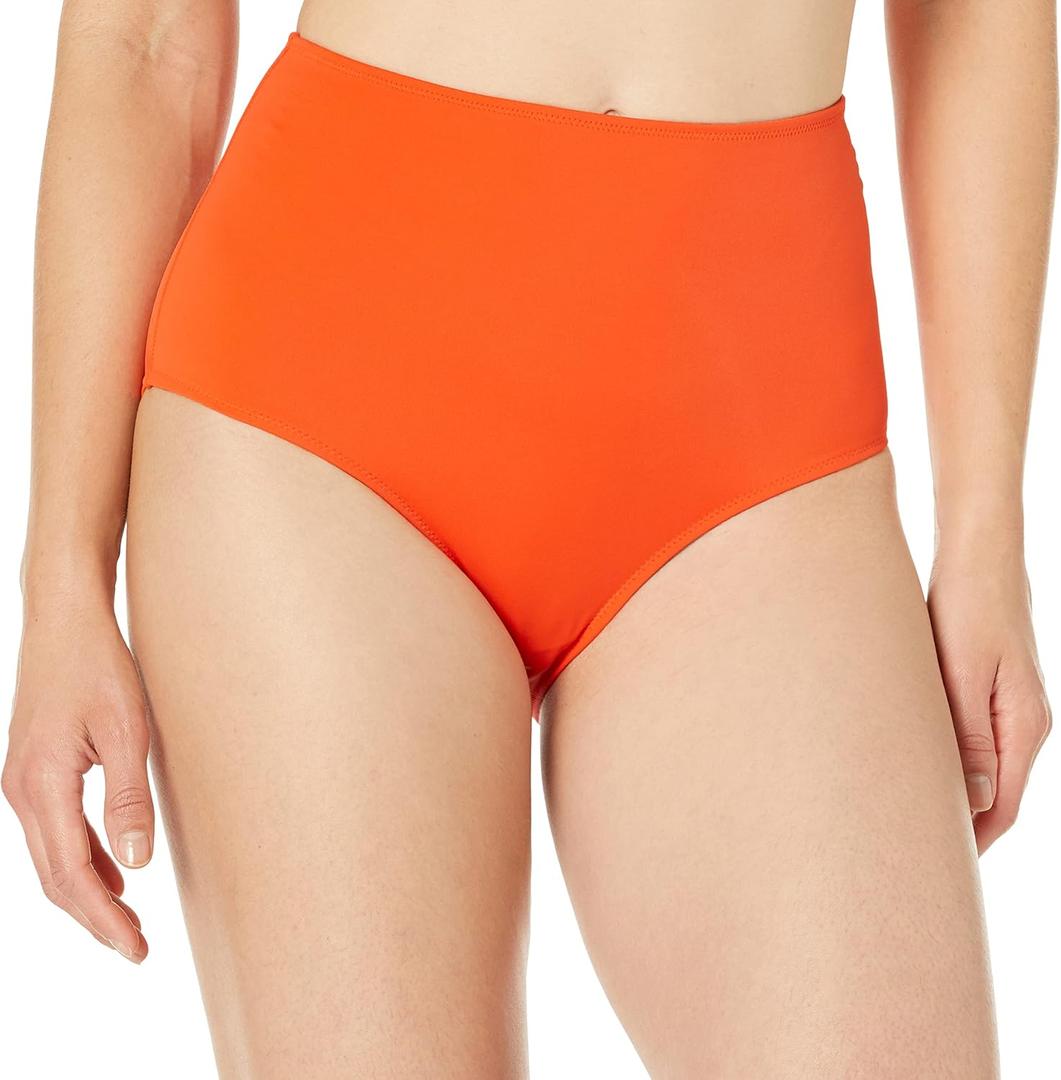 Amazon Essentials Women's High Waist Swim Bottom (Medium, Orange)