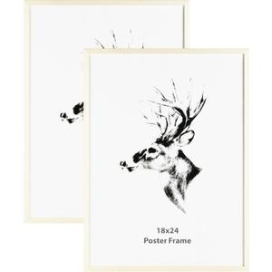 Yaetm 18x24 White Frame Set of 2, Solid Wood Poster Frame 18x24 for Wall Gallery, Display Horizontal and Vertical on Wall (2 pack, White)