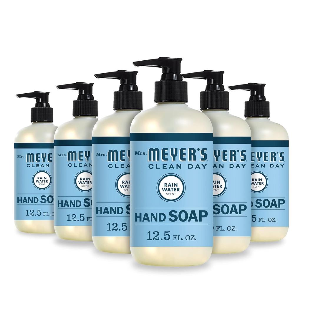 MRS. MEYER'S CLEAN DAY Hand Soap, Made with Essential Oils, Rain Water, 12.5 fl. oz - Pack of 6