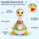 HOLA Baby Toys 6-12 Months Musical Dancing Duck Toy Set with Mama and Babys Tummy Time Toys, Crawling and Interaction Modes 1 Year Old Girl Boy Baby Stocking Stuffers