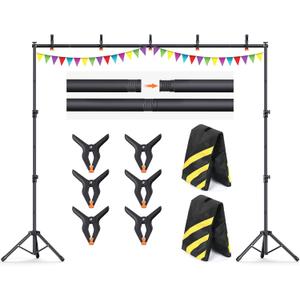 Forlogic 10x7.5Ft Backdrop Stand, Heavy Duty Adjustable Photo Back Drop Stand for Party, Photography, Banner Stand (Includes Six Background Stand Clamps)