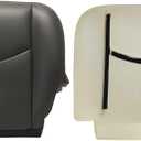 GXARTS Driver Side Bottom Lower Replacement Leather Seat Cover 692 or 69i Dark Gray and Bottom Foam Cushion Pad Compatible with Chevy Silverado GMC Sierra 2003 2004 2005 2006