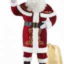 Santa Claus Costume for Men Santa Suit Adults 12pcs Mens Deluxe Professional Christmas Clause Outfit Xmas Suits Adult, Medium