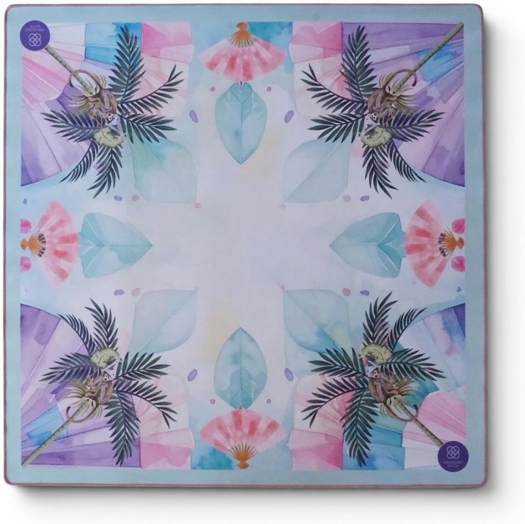 American Mahjong Mat, Rolled Neoprene, Bloom Floral, 31.5 x 31.5 inches