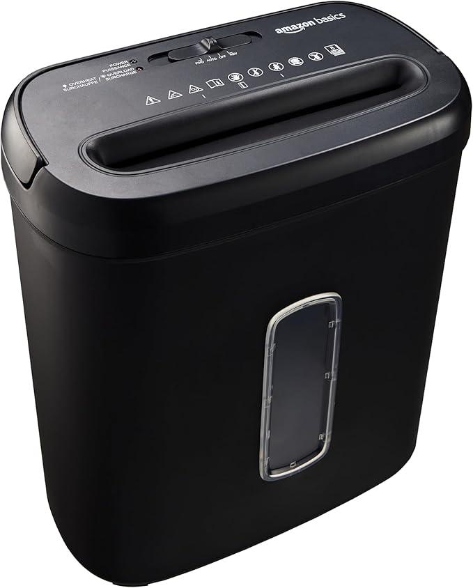 Basics 8Sheet High Security Cross Cut Paper and Credit Card Shredder with P4 Security, Auto Shutoff, Black