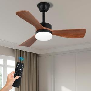 36" Ceiling Fans with Lights and Remote, Low Profile Ceiling Fan with Light Flush Mount, Dimmable Noiseless Reversible DC Motor Ceiling Fan for Dinning Room Bedroom Hallway, 3602-36"