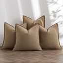 MIULEE Khaki Linen Pillow Covers Pack of 4 Decorative Natural Solid Throw Pillow Covers Soft Accent Boho Farmhouse Couch Pillowcases Modern Spring Home Decors for Living Room Bed Sofa 24x24 Inch