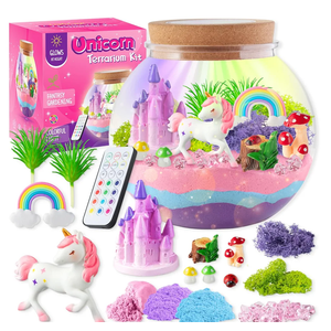 Unicorn Light-Up Terrarium Kit for Kids - LED Night Light Birthday Gift for Girls Ages 4 5 6 7 8-12 Year Old - Unicorn Toys for Girls - DIY Arts and Crafts Kit for Kids