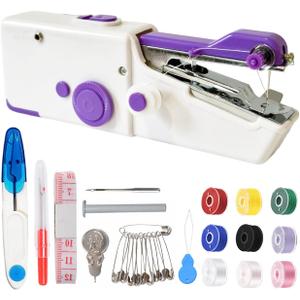 Handheld Sewing Machine for Quick Stitching,Mini Sewing Machine with Sewing Kits for Home,Travel,DIY (Purple)