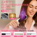 Cordless Hair Straightener Brush, Portable Straightening Brush for Travel, Negative Ion Hot Comb Hair Straightener for Women, Straightening Comb for Travel & Home, Lightweight to Carry Out, White