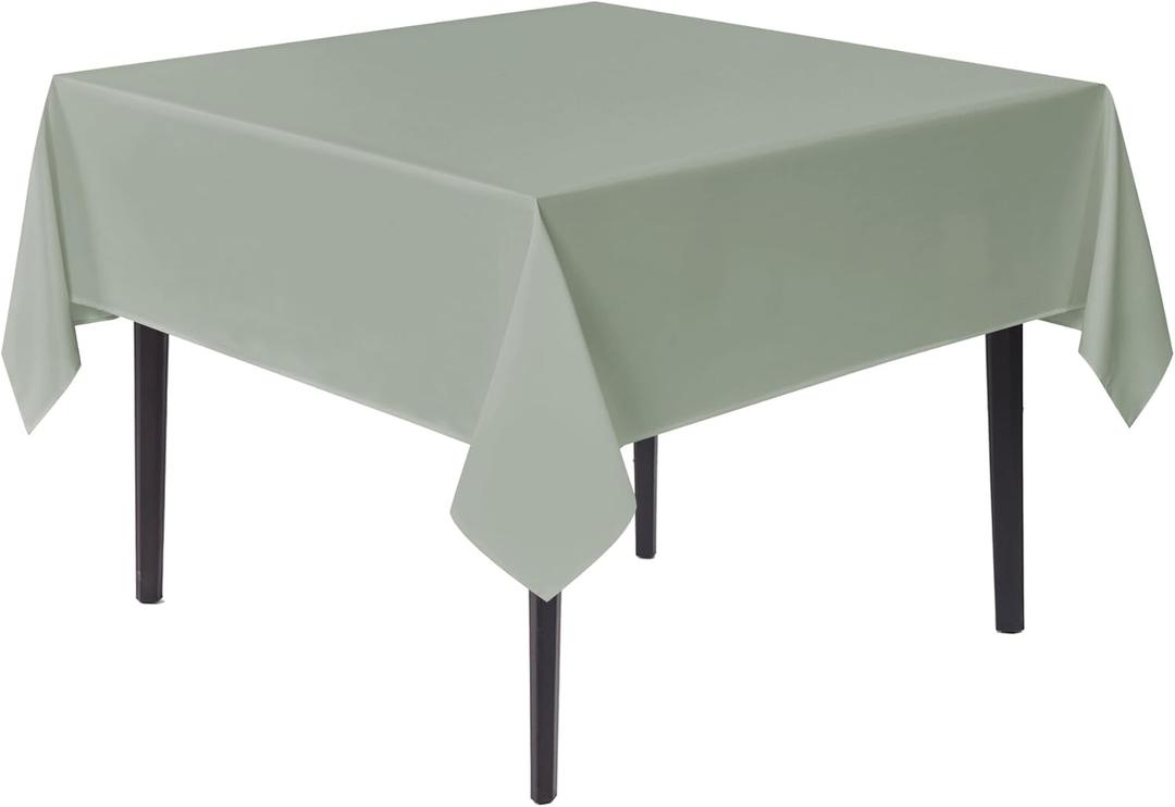 sancua Square Tablecloths 85x85 Inch - Sage Green Fabric Table Cloth for Square or Round Tables, Washable Polyester Table Cover for Outdoor Party, Birthday, Buffet, Resturant