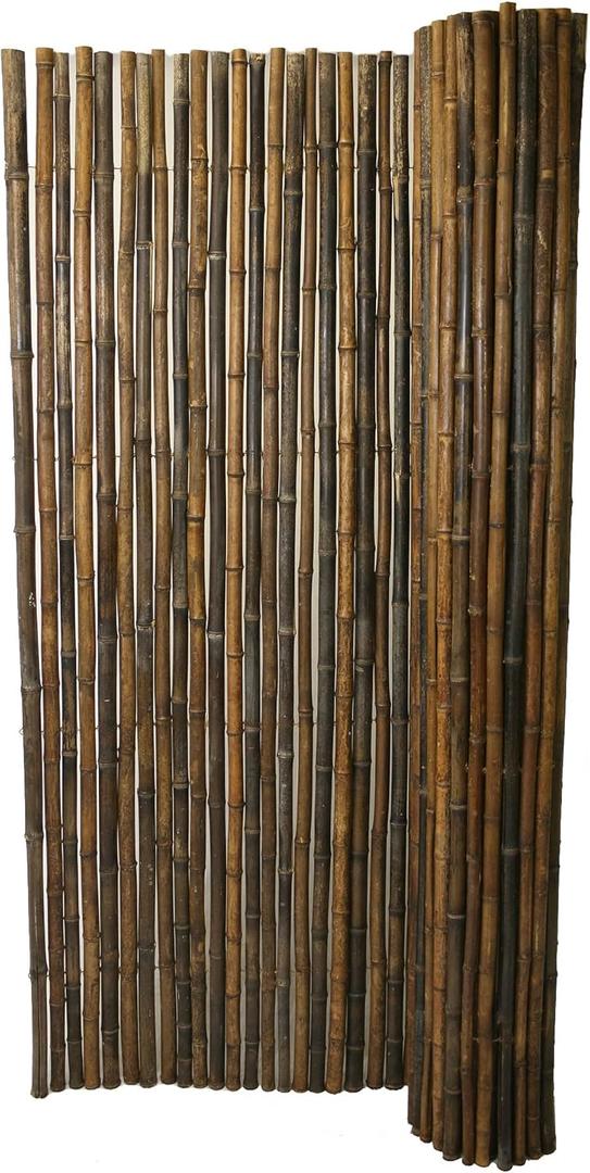 Backyard X-Scapes Natural Bamboo Fencing Garden Screen Rolled Fence Panel 6 ft H x 8 ft L Natural Black