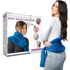 Purple Moon Collection - Wearable Heating Pad with Straps - Extra Large, Blue - Microwavable Heat Pack for Back, Neck, Shoulders Pain Relief - Moist Hot/Cold Therapy Body Wrap for Menstrual Cramps