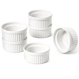 LE TAUCI Sauce Cups 2 OZ, Small Dipping Bowls, Mini Ceramic Ramekins Souffle Dishes, Sauce Dip Bowls for Charcuterie Boards, Microwave & Oven Safe, Set of 6, White