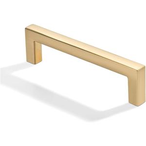 khtumeware 10 Pack 5 inch(128mm) Hole Center Brushed Gold Cabinet Pulls Solid Heavy-Duty Square Matte Gold Cabinet Handles Drawer Pulls Kitchen Cabinet Hardware Kitchen Handle